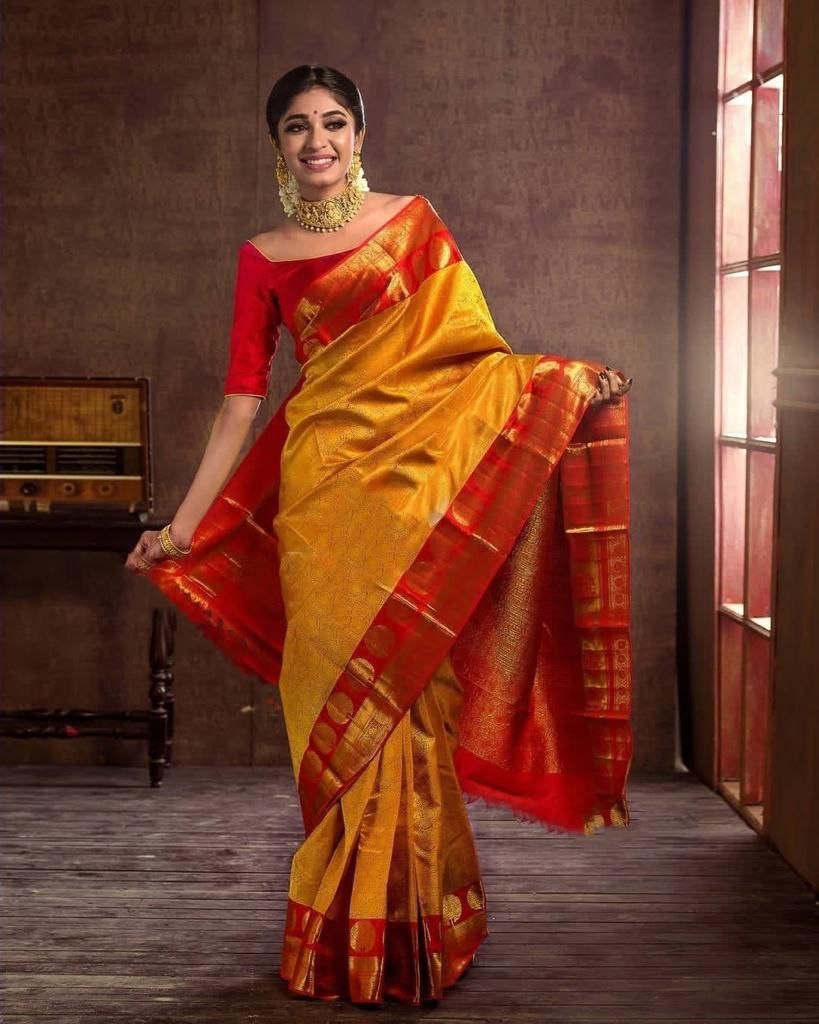 Soft Lichi Silk Saree with Rich Pallu & All-Over Jacquard Work