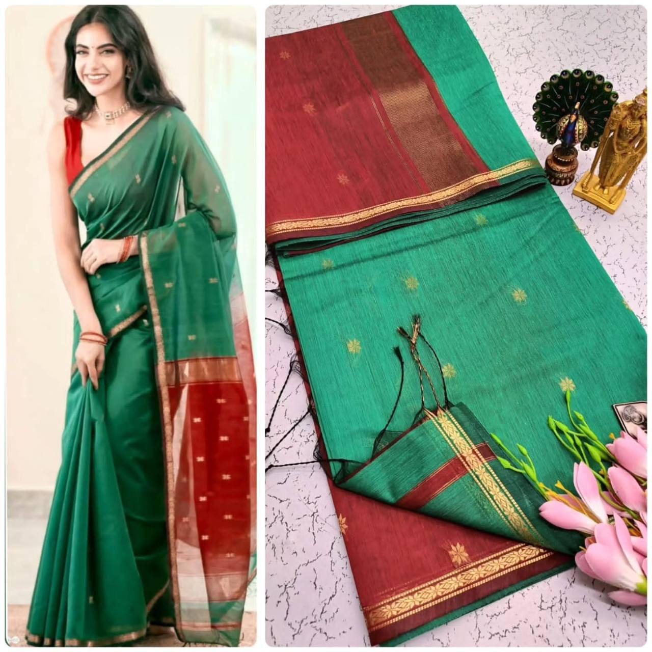 Lilan Slub Soft Cotton Saree with Rich Weaving Blouse