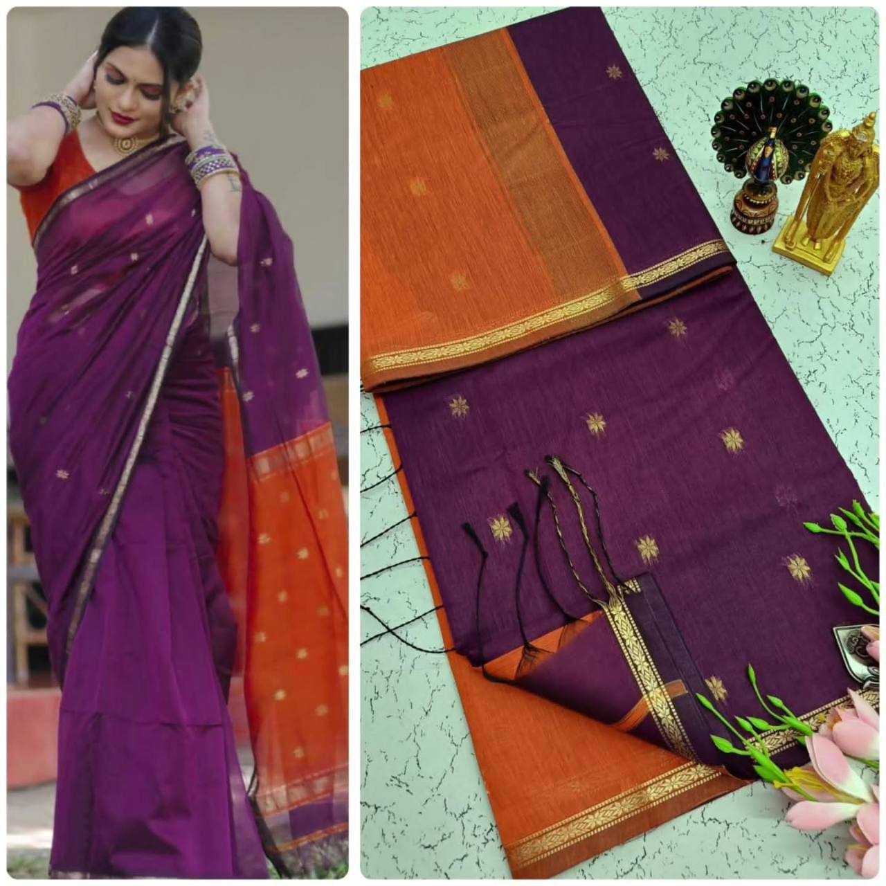 Lilan Slub Soft Cotton Saree with Rich Weaving Blouse