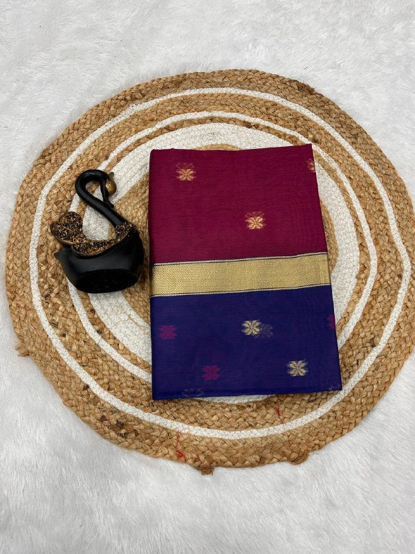 Lilan Slub Soft Cotton Saree with Rich Weaving Blouse