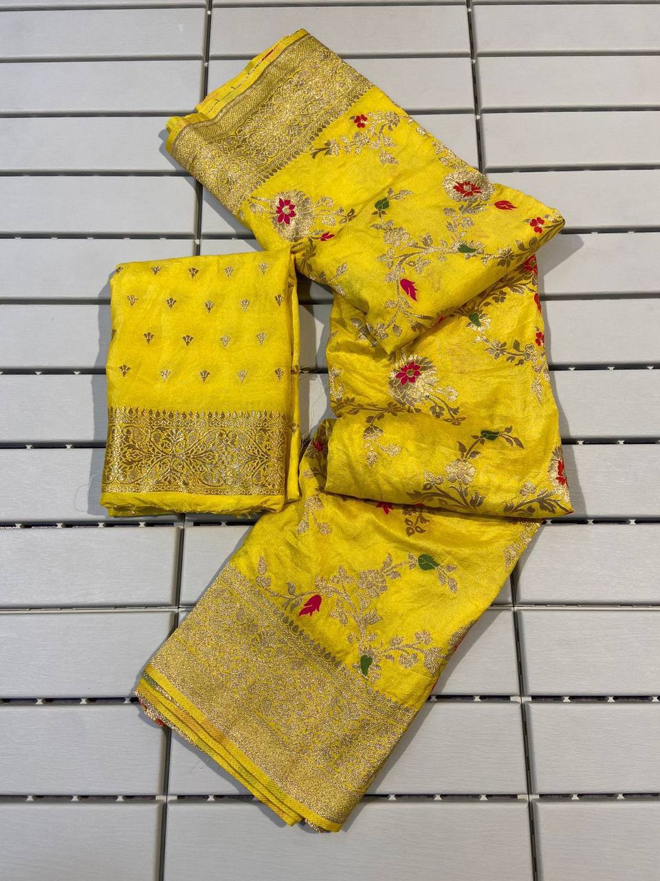 Pure Banarasi Khadi Georgette Silk Saree with Gold Zari Weaving