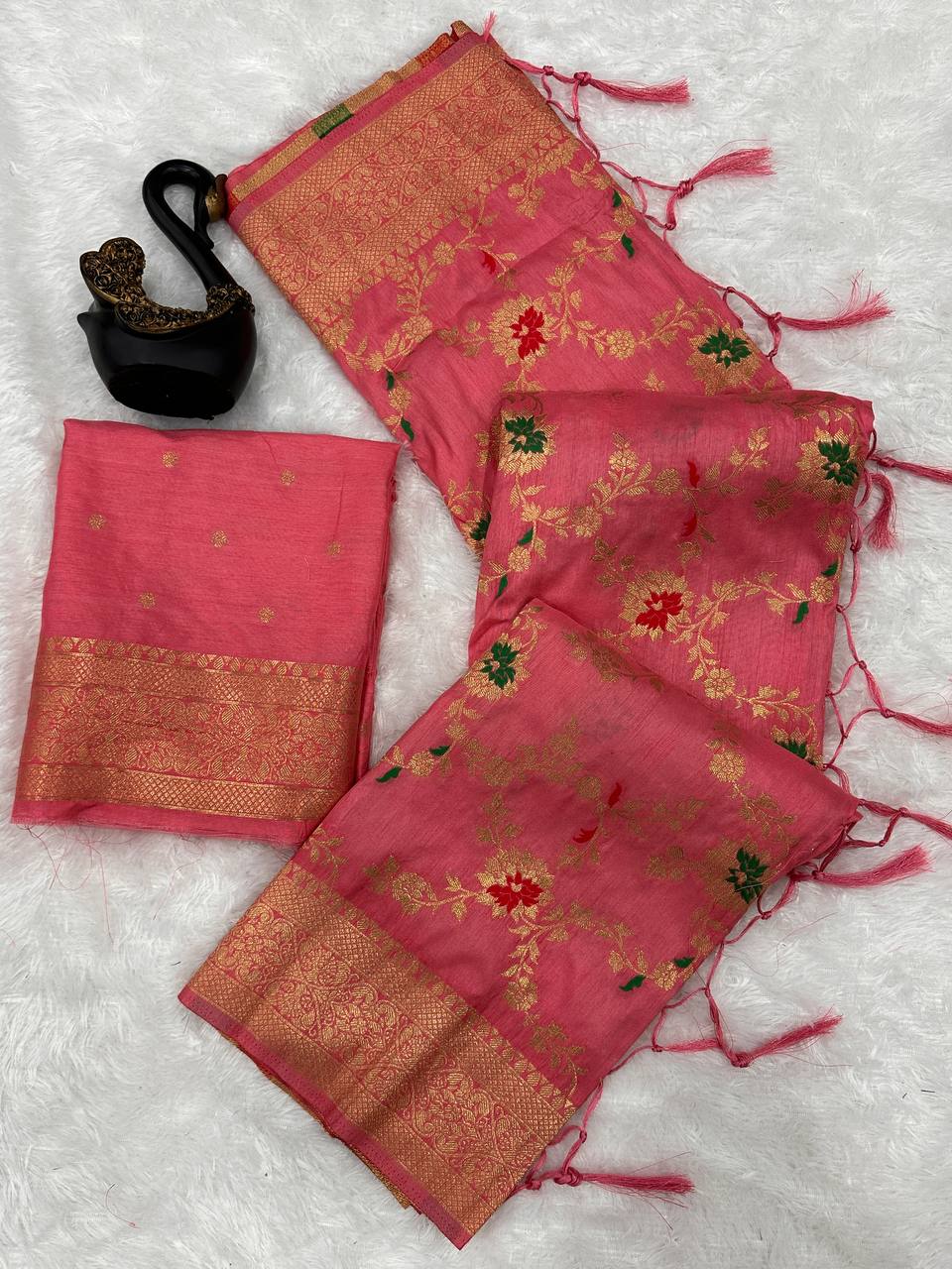 Pure Banarasi Khadi Georgette Silk Saree with Gold Zari Weaving