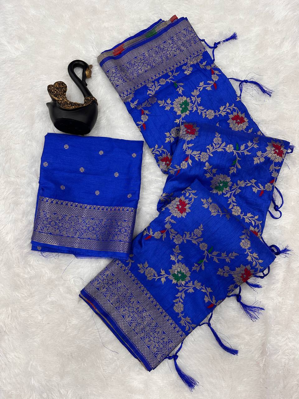 Pure Banarasi Khadi Georgette Silk Saree with Gold Zari Weaving