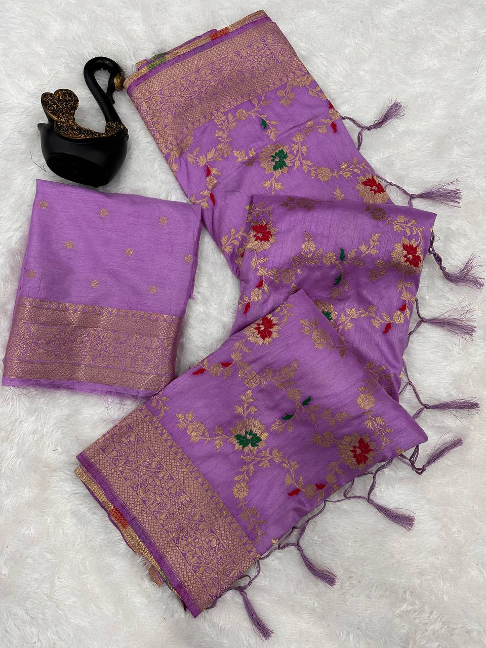 Pure Banarasi Khadi Georgette Silk Saree with Gold Zari Weaving