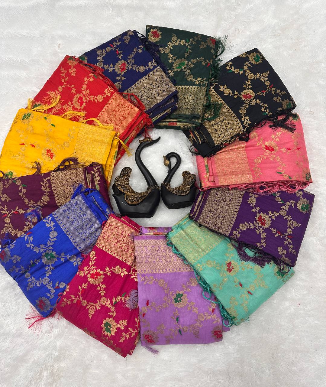 Pure Banarasi Khadi Georgette Silk Saree with Gold Zari Weaving