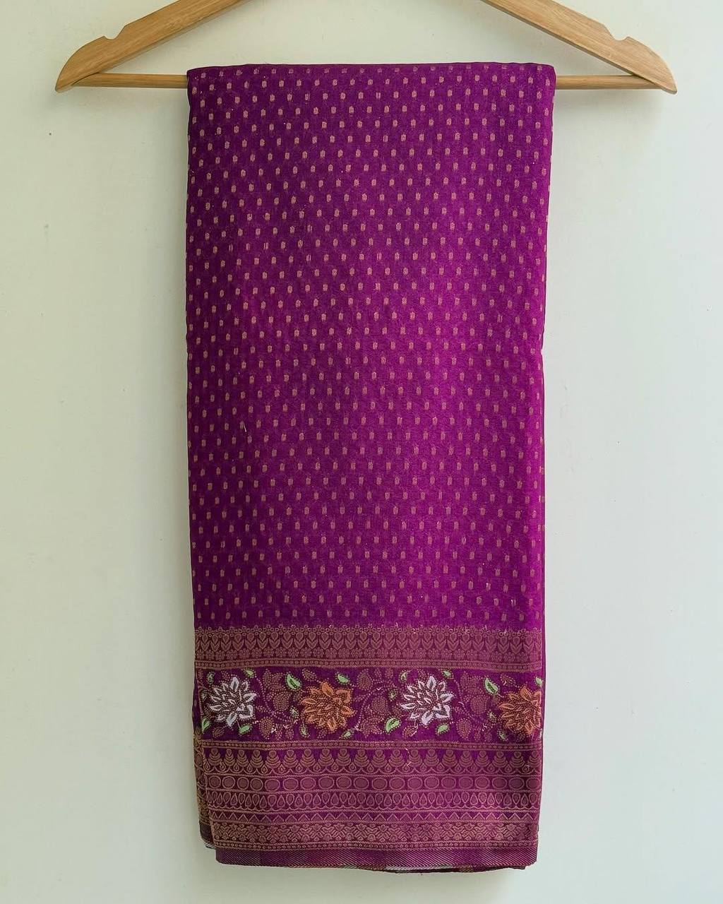 Hand Dyed Crepe Georgette Saree with Meenakari Jacquard Weaving