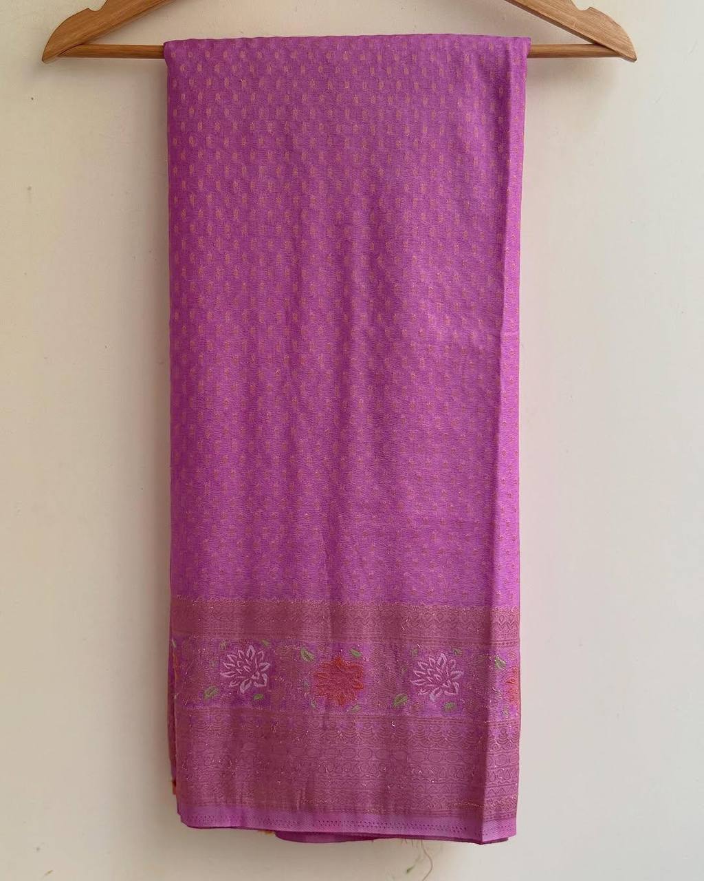 Hand Dyed Crepe Georgette Saree with Meenakari Jacquard Weaving