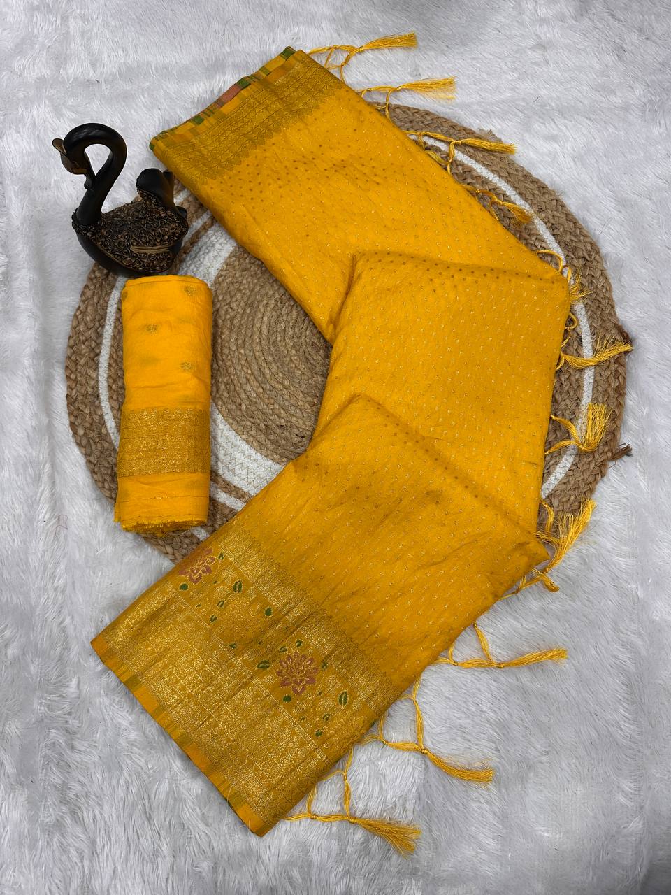 Hand Dyed Crepe Georgette Saree with Meenakari Jacquard Weaving