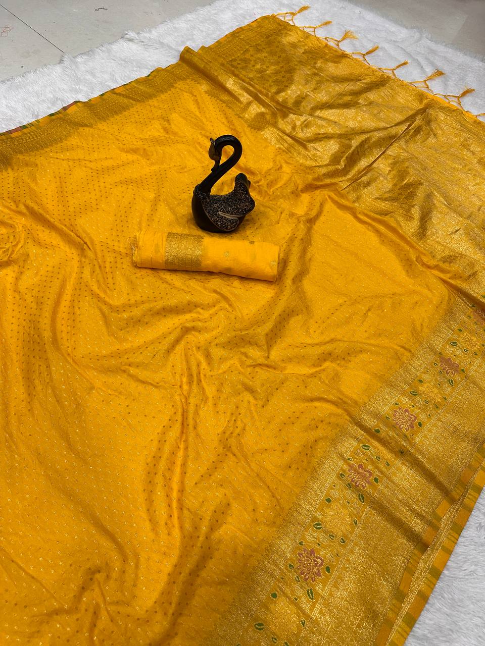 Hand Dyed Crepe Georgette Saree with Meenakari Jacquard Weaving