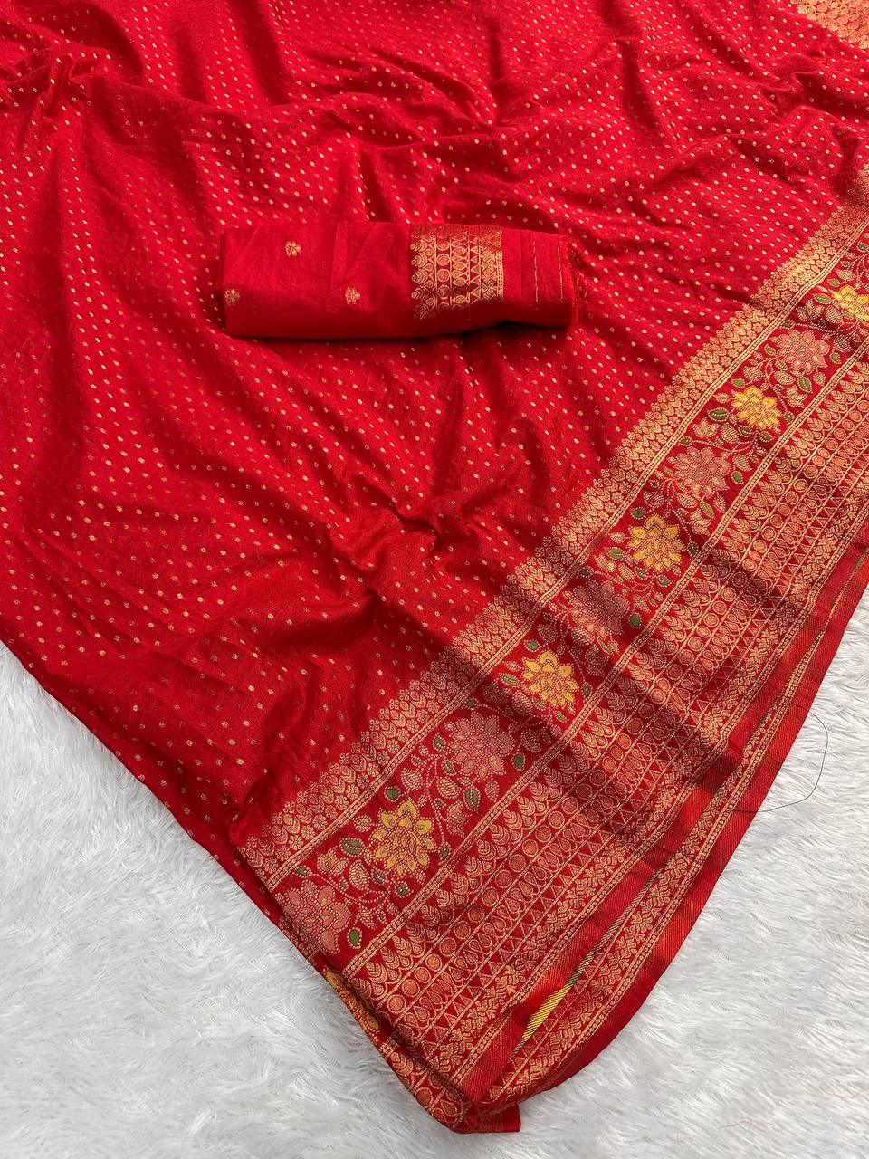 Pure Nylon Kadi Crepe Georgette Saree with Meenakari Jacquard Weaving