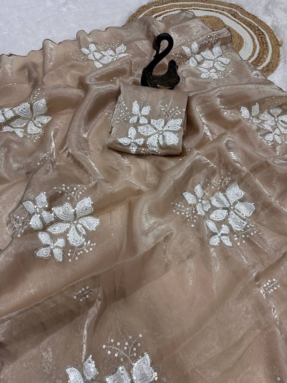 Jimmy Choo Fabric Designer Saree with Dual Sequence Work