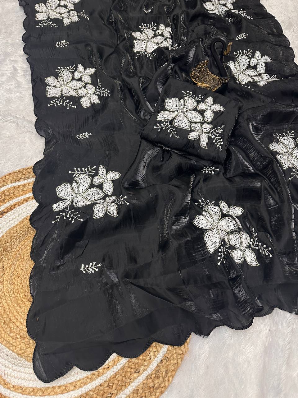 Jimmy Choo Fabric Designer Saree with Dual Sequence Work