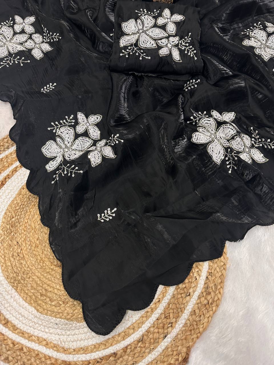 Jimmy Choo Fabric Designer Saree with Dual Sequence Work