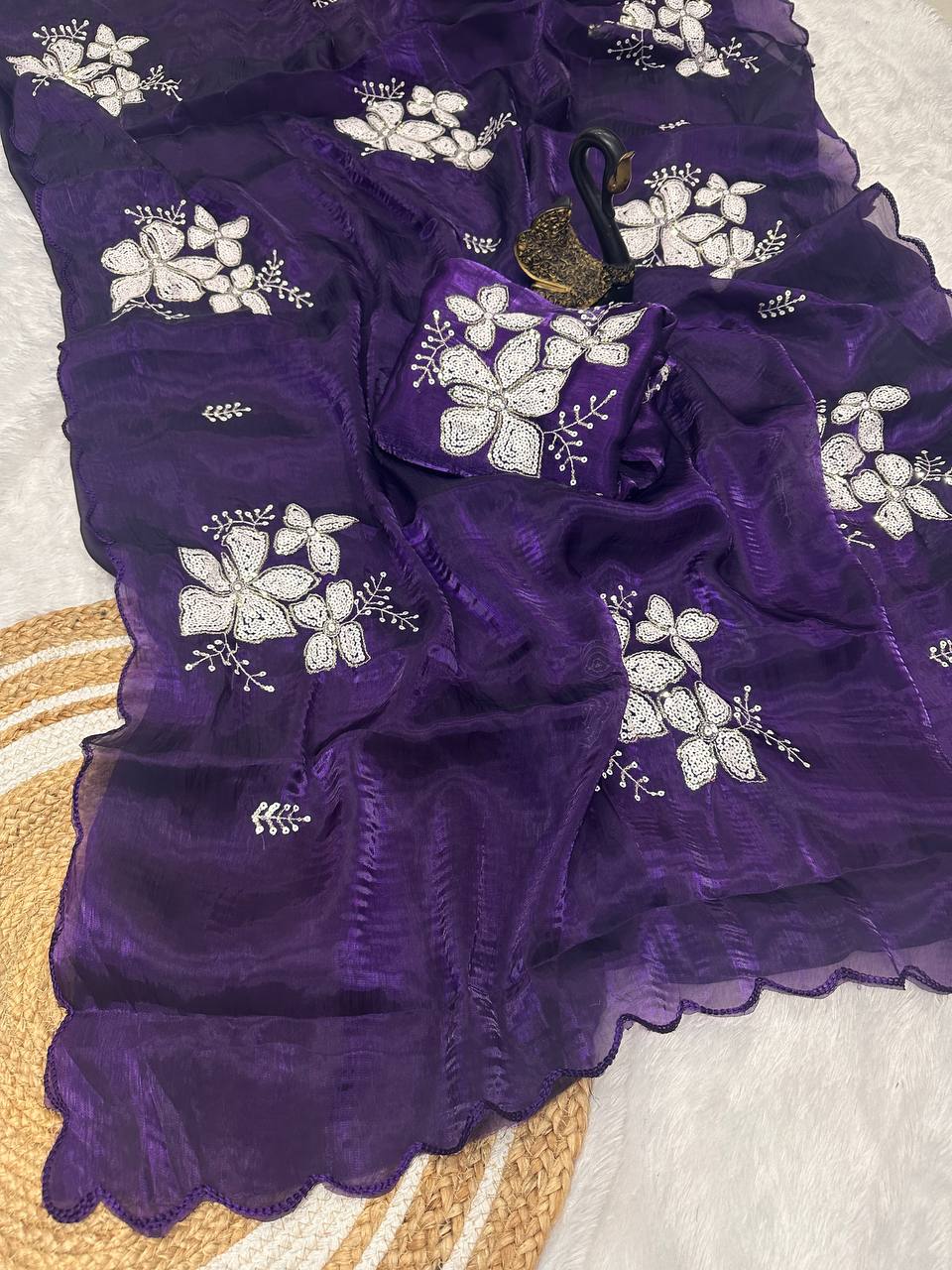 Jimmy Choo Fabric Designer Saree with Dual Sequence Work