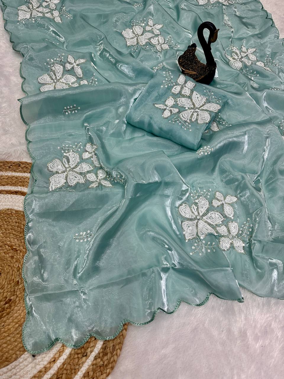 Jimmy Choo Fabric Designer Saree with Dual Sequence Work