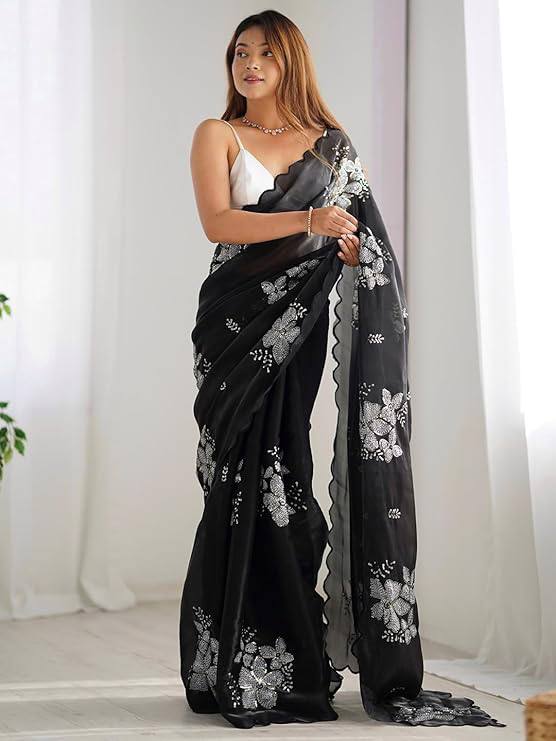 Jimmy Choo Fabric Designer Saree with Dual Sequence Work
