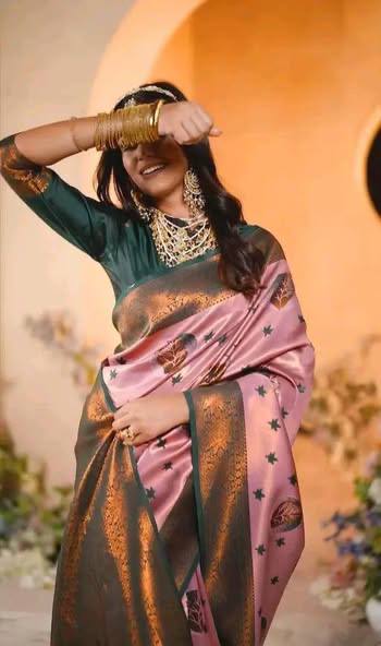 Pure Banarasi Silk Saree with Floral & Meena Zari Work
