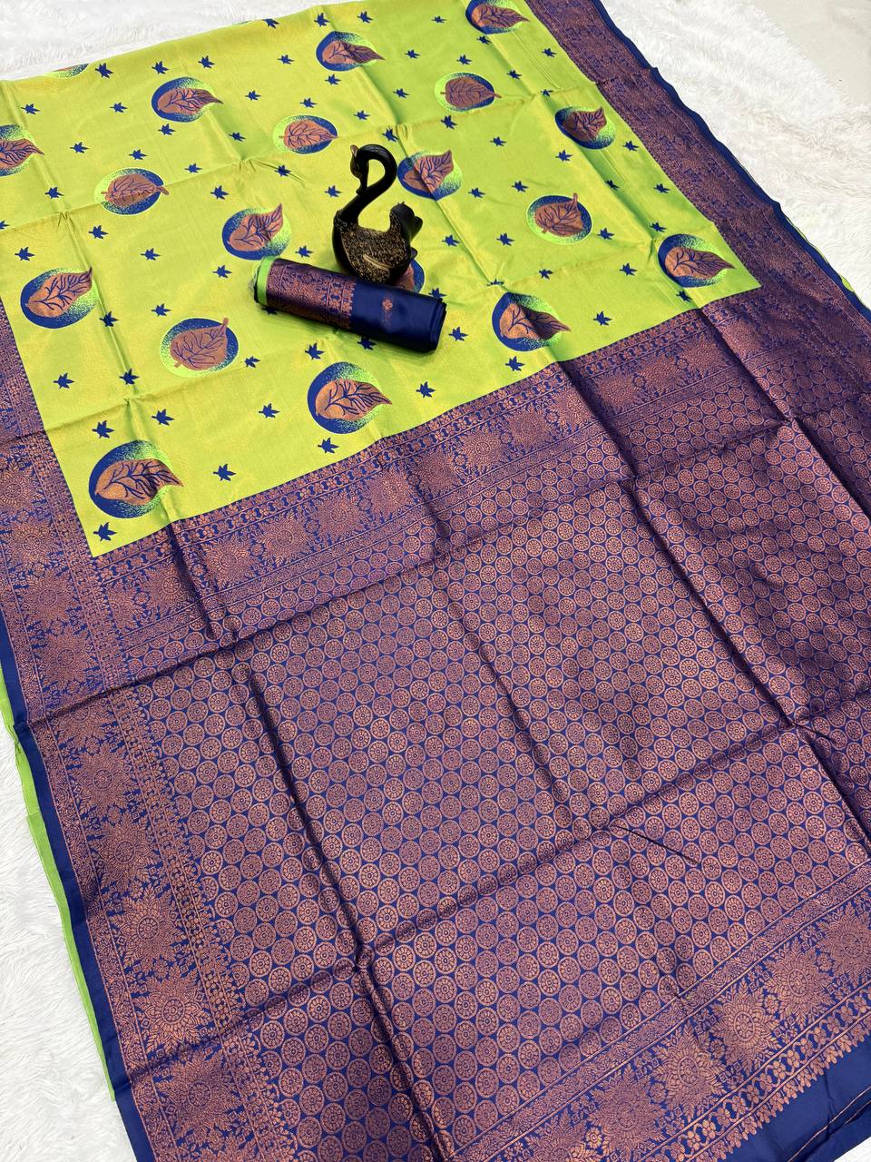 Pure Banarasi Silk Saree with Floral & Meena Zari Work