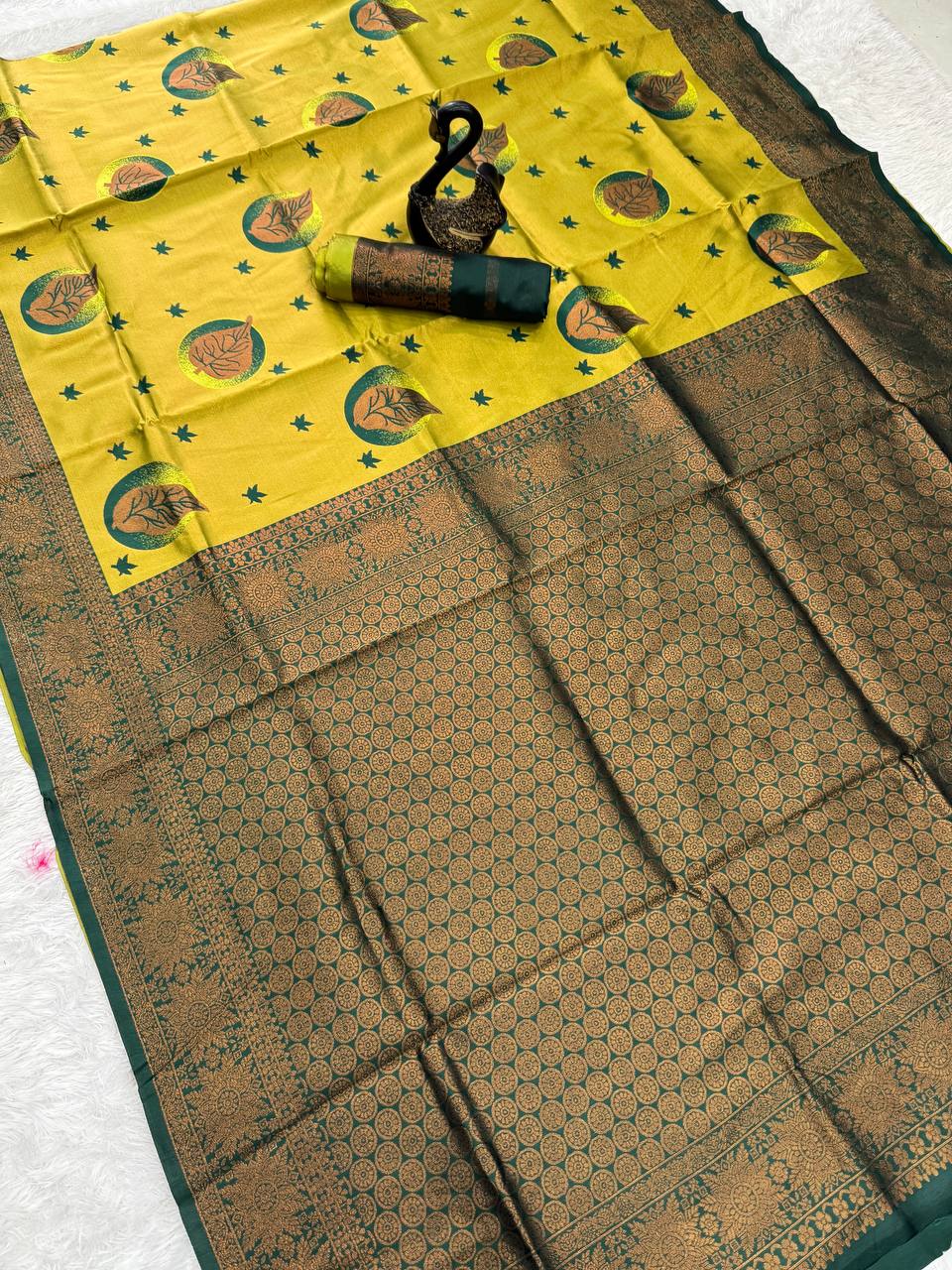 Pure Banarasi Silk Saree with Floral & Meena Zari Work