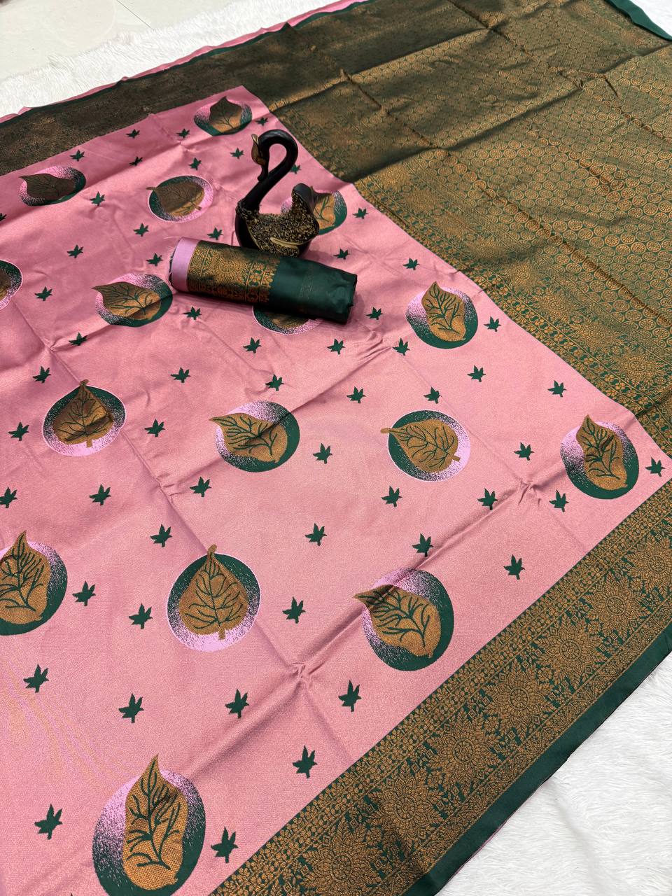 Pure Banarasi Silk Saree with Floral & Meena Zari Work