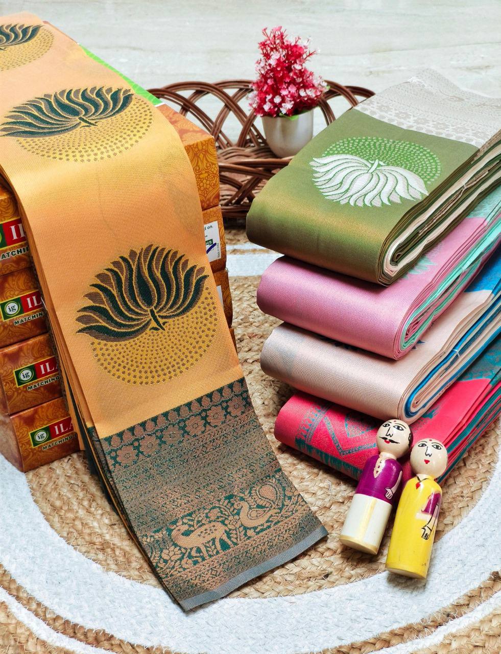 Pure Banarasi Silk Saree with Floral & Meena Zari Work