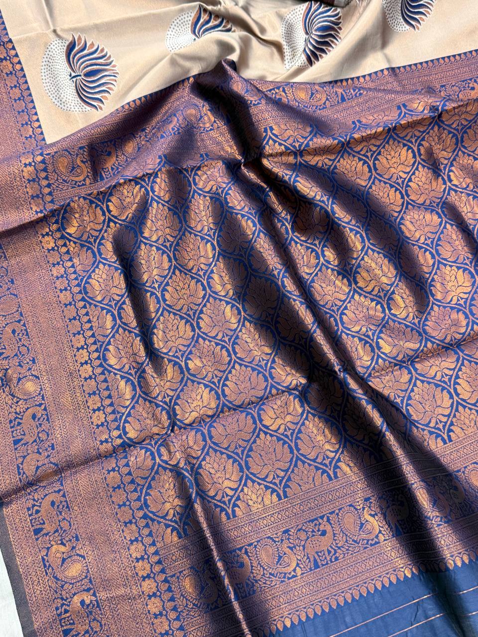 Pure Banarasi Silk Saree with Floral & Meena Zari Work