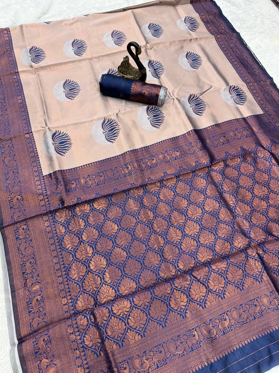 Pure Banarasi Silk Saree with Floral & Meena Zari Work