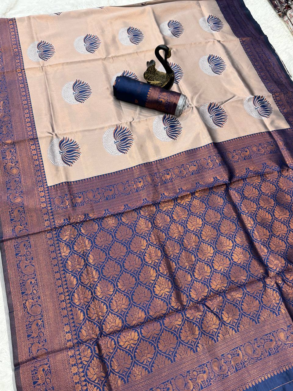 Pure Banarasi Silk Saree with Floral & Meena Zari Work