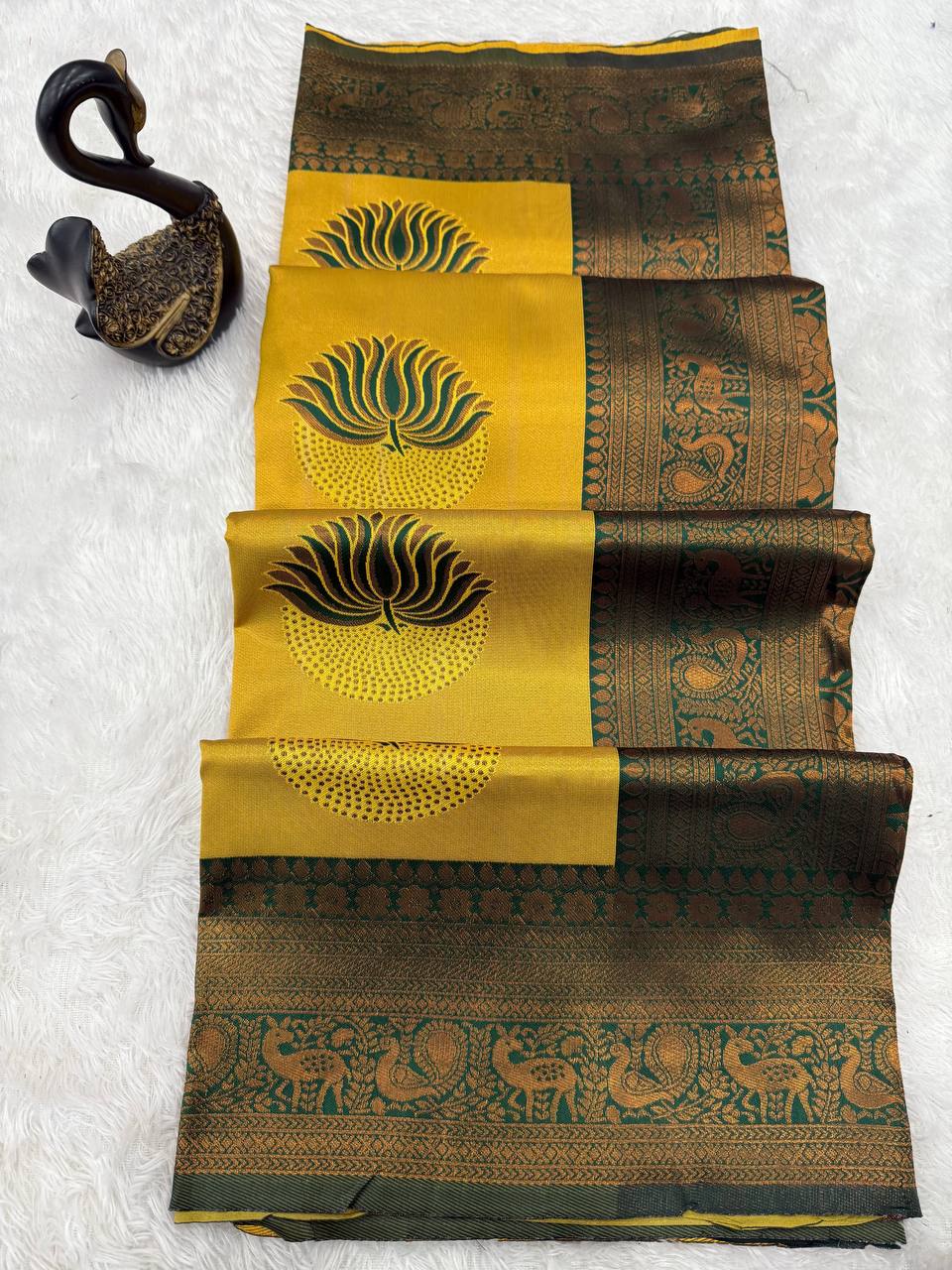 Pure Banarasi Silk Saree with Floral & Meena Zari Work