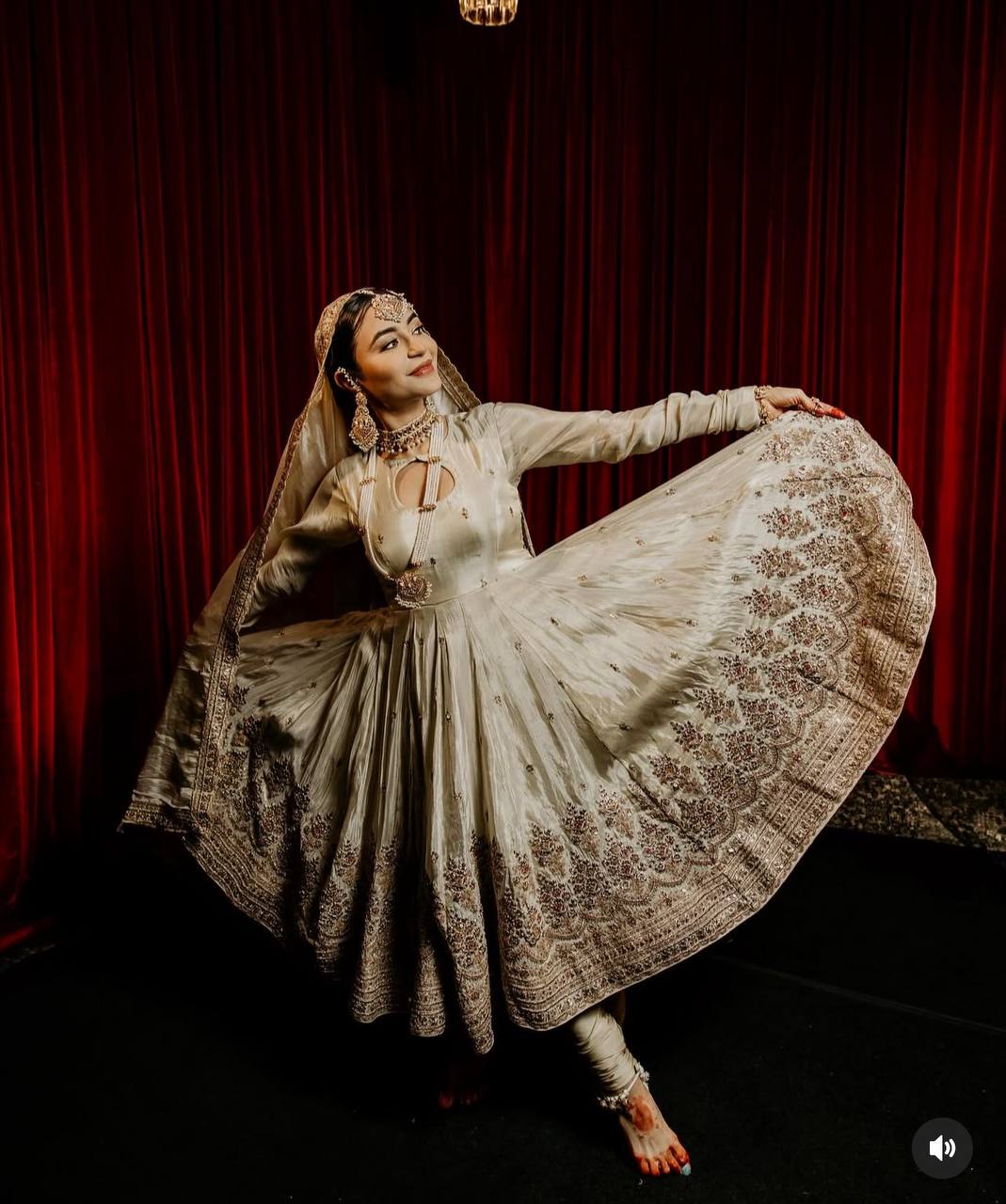 Elegant Pure Chinon Silk Gown Set with Heavy Embroidery Work