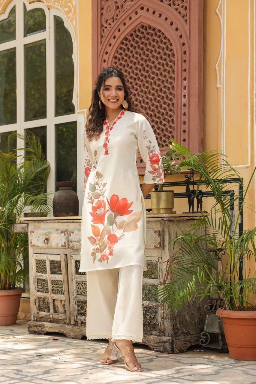 Premium Cotton Kurta &  Plazo Pant Set with Elegant Print