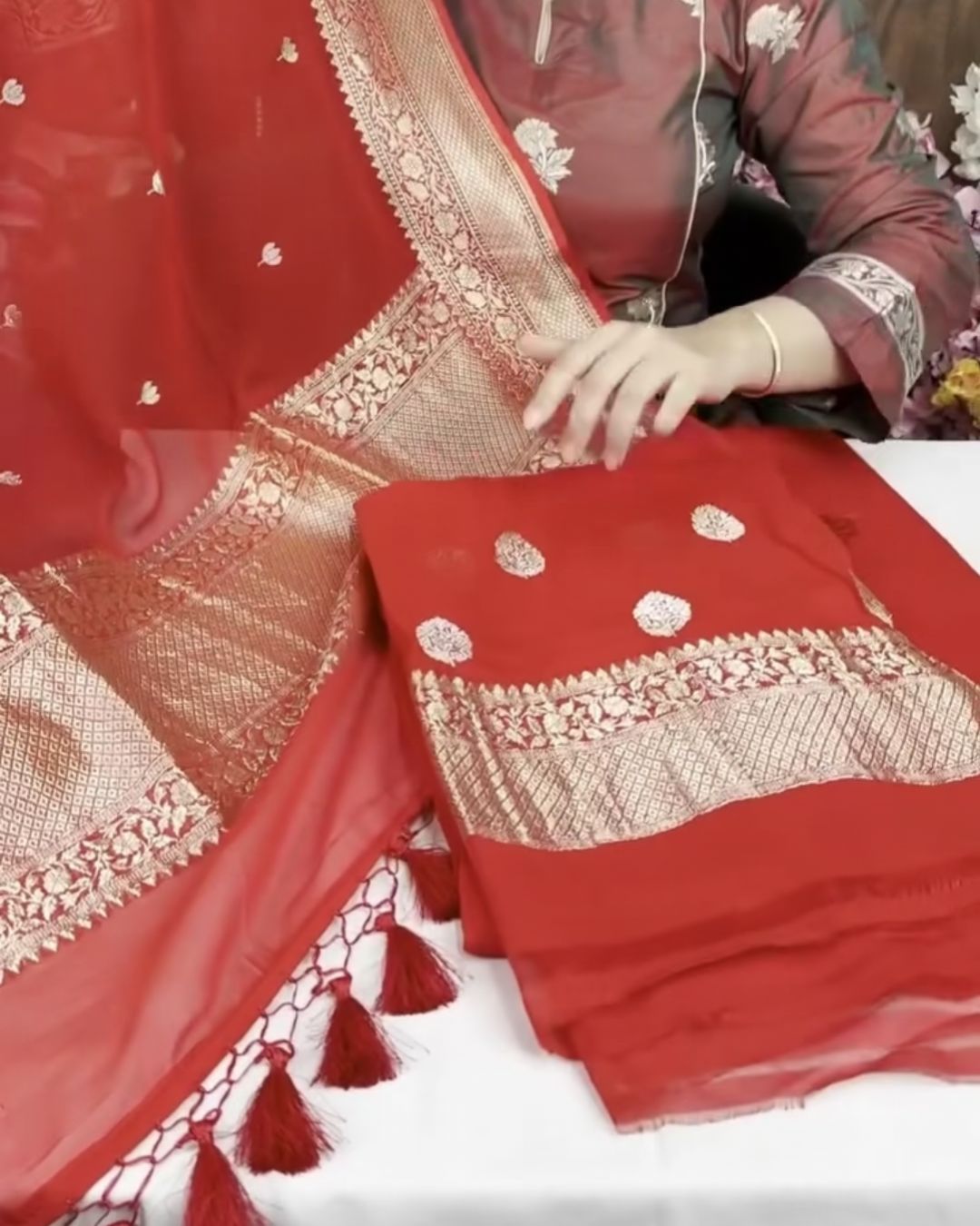 Cheery Silk Jari Suit Set
