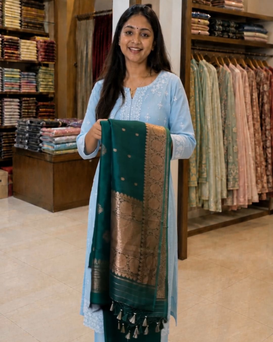 Forest Silk Jari Suit Set