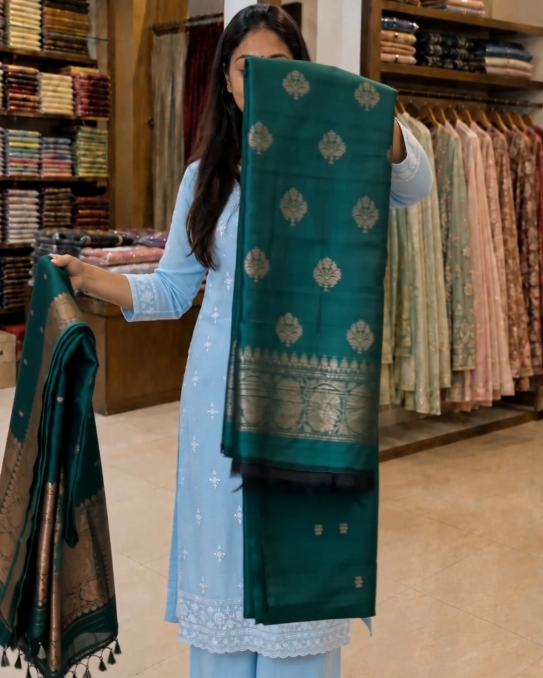 Forest Silk Jari Suit Set