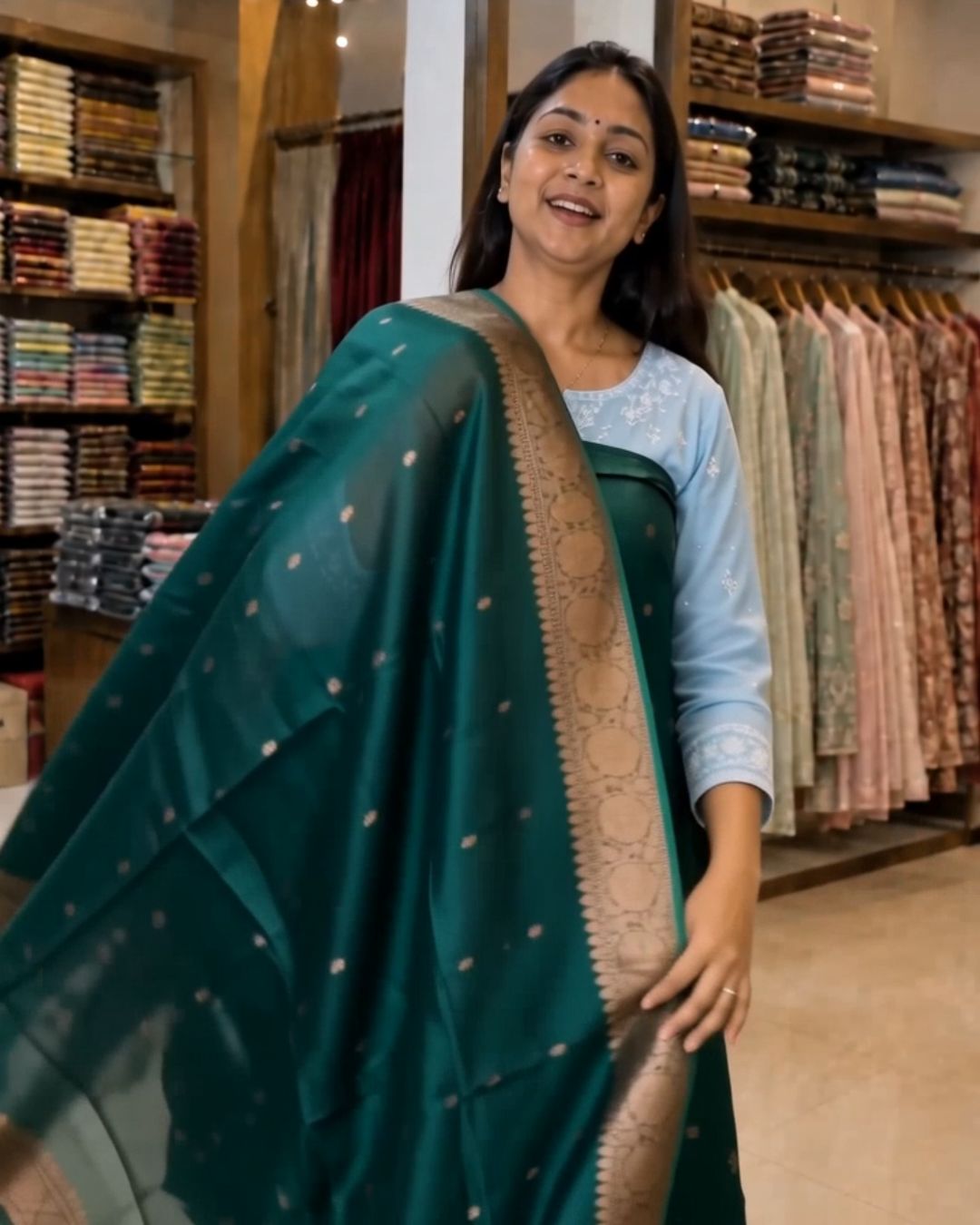 Forest Silk Jari Suit Set