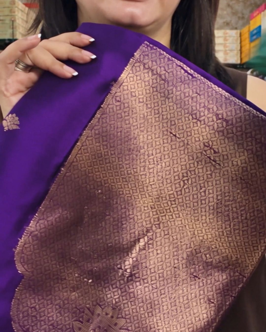 Emerald-Purple Weave Jari Suit Set
