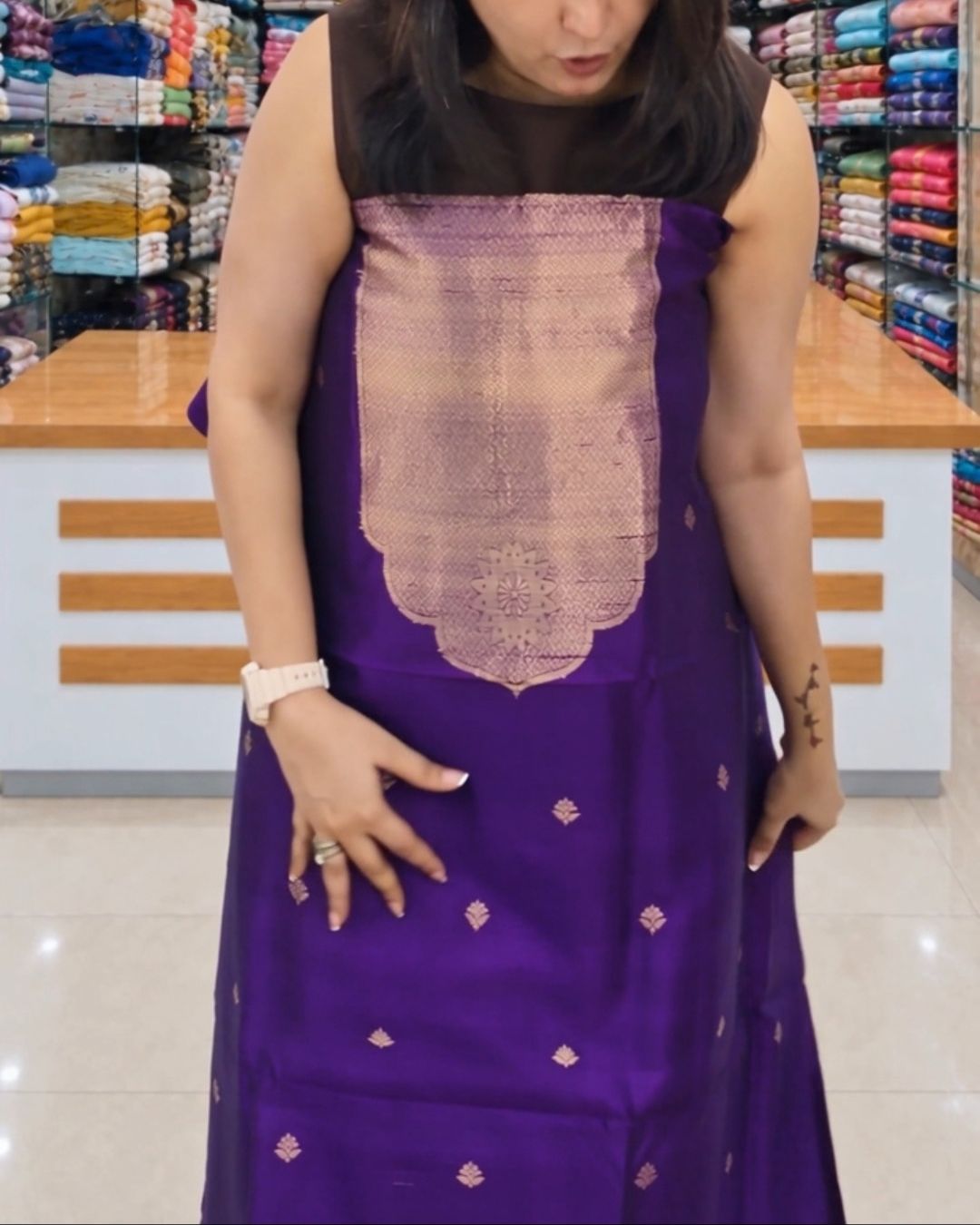 Emerald-Purple Weave Jari Suit Set