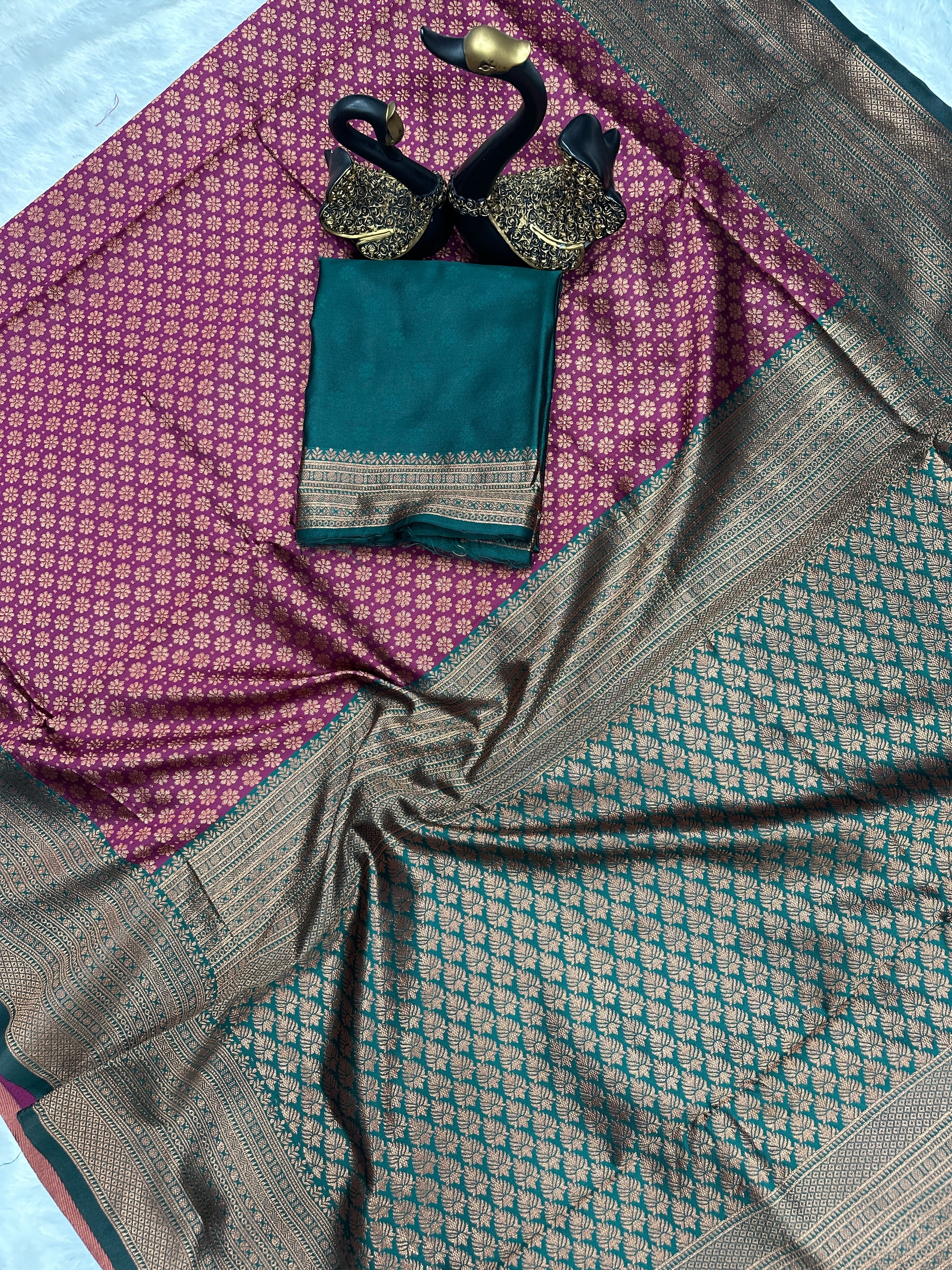 Luxury Organic Banarasi Lichi Silk Wedding Saree