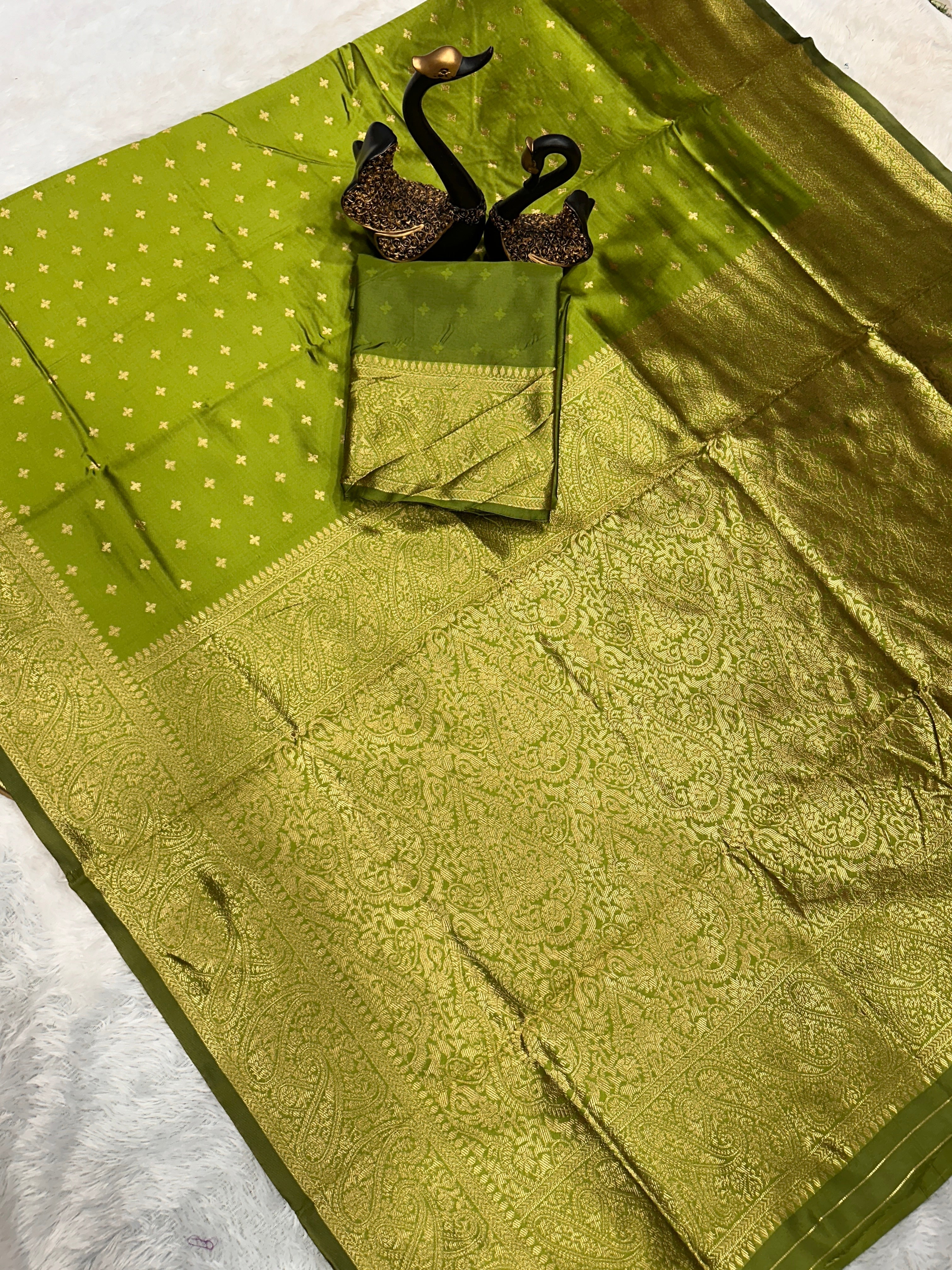 Premium Organic Banarasi Lichi Silk Wedding Saree