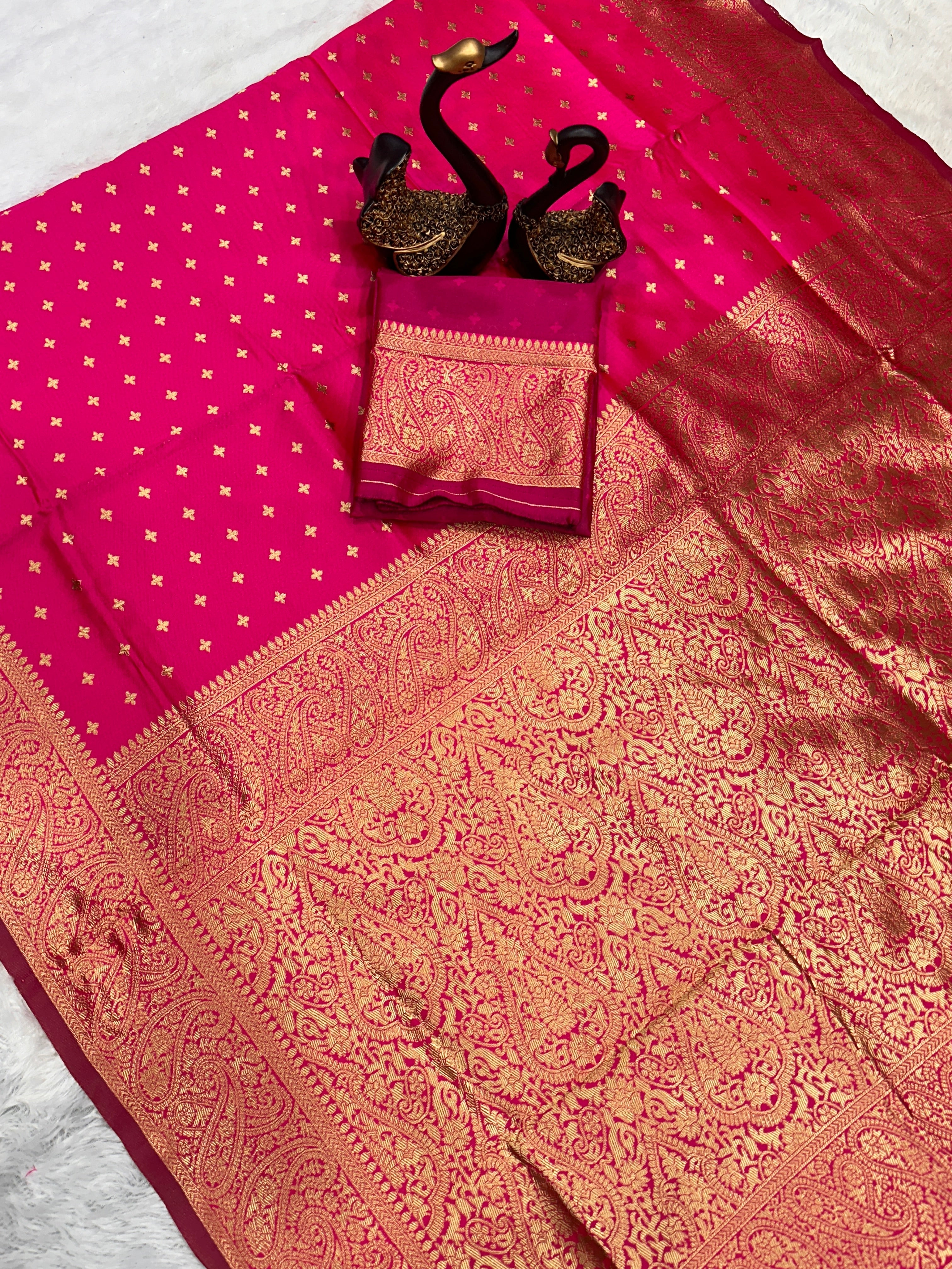 Premium Organic Banarasi Lichi Silk Wedding Saree