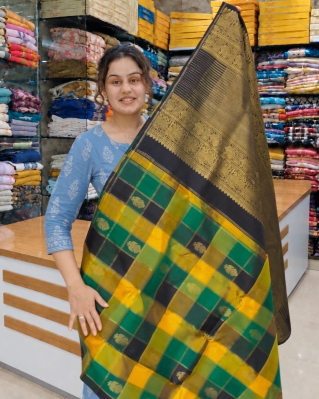 Multi Gold Silk Saree
