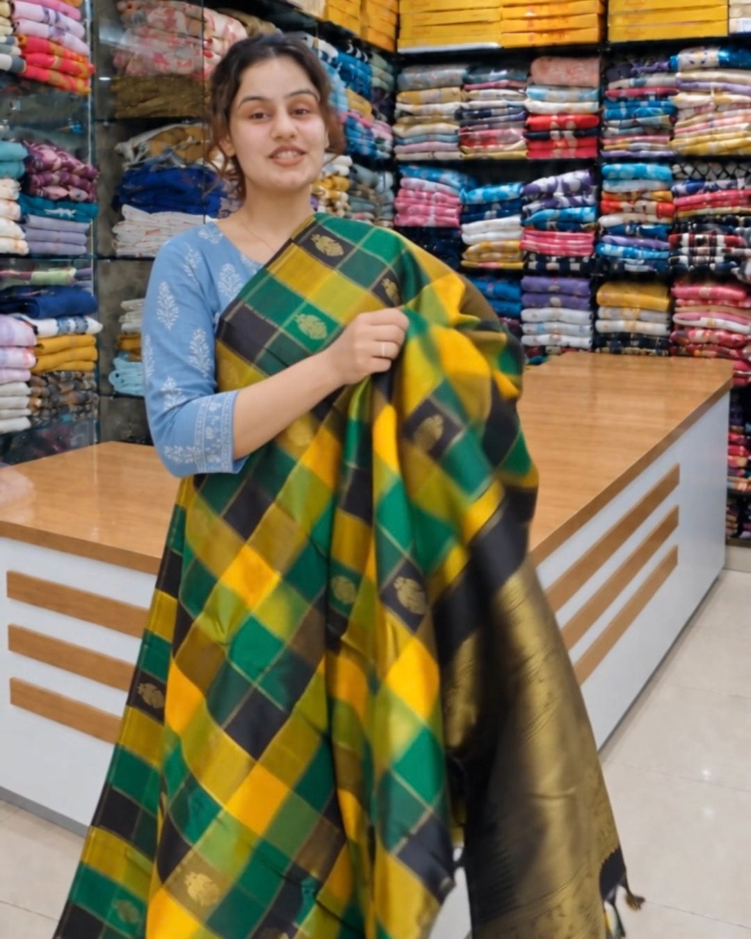 Multi Gold Silk Saree