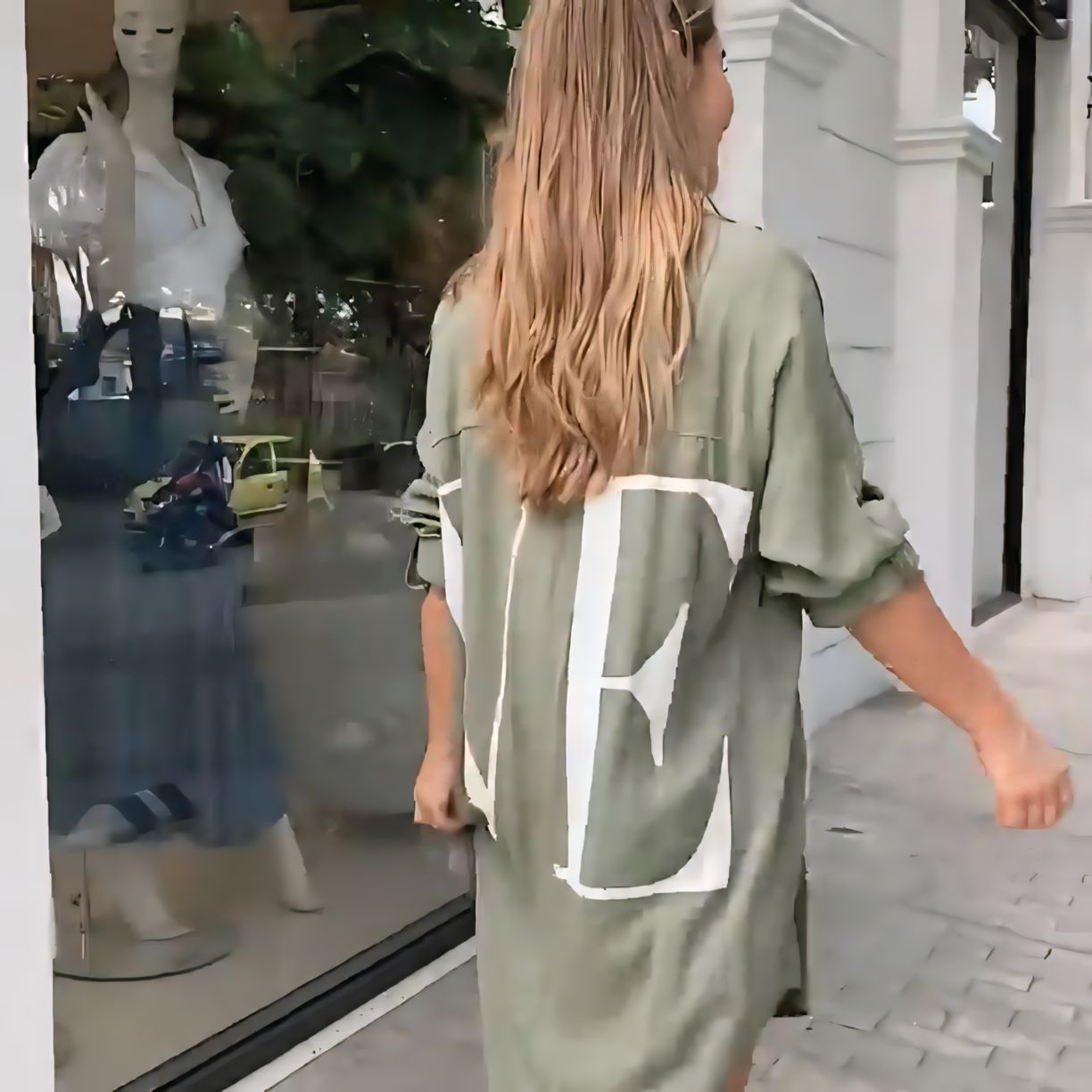 Chic Olive Green Oversized Button-Down Shirt Dress