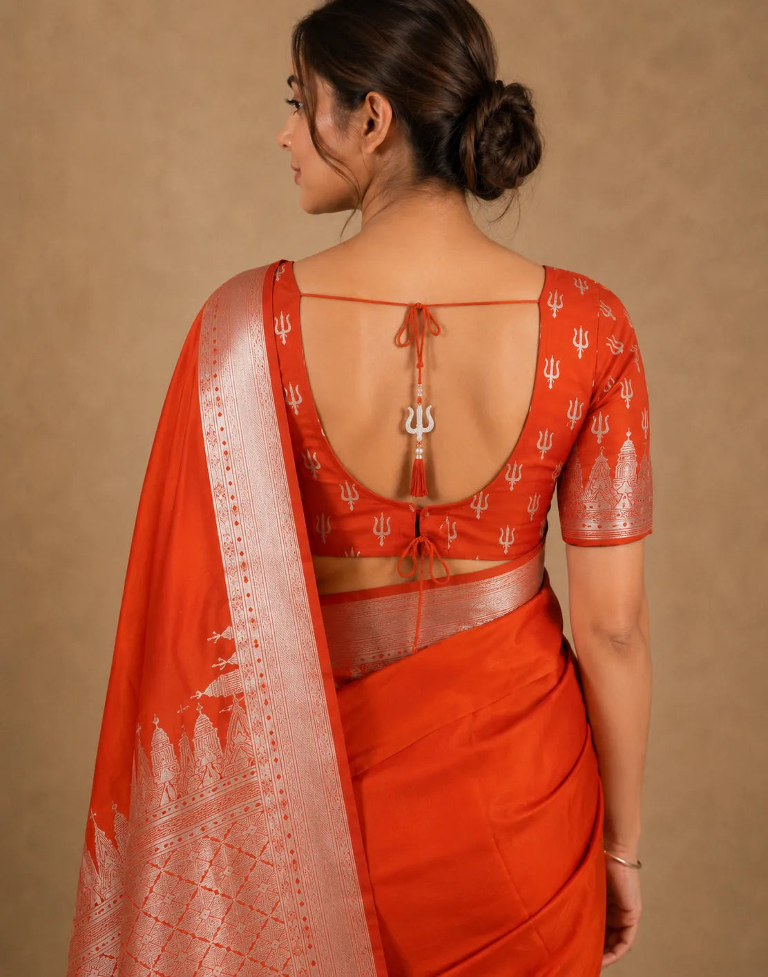 Rust Panghat Silk Saree