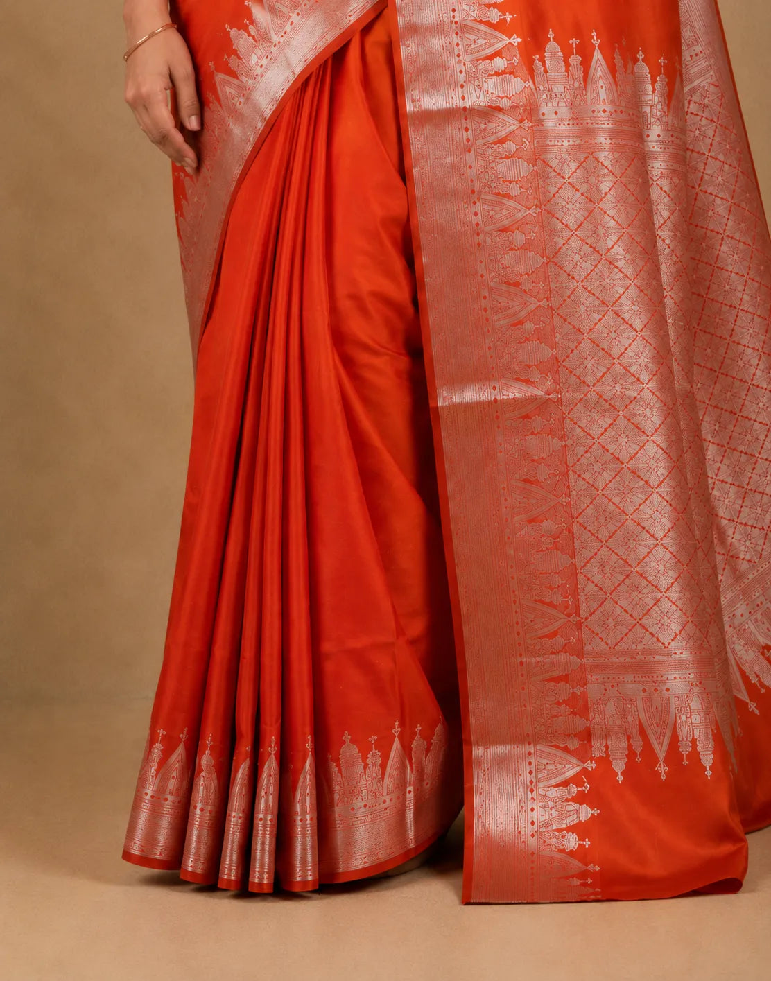 Rust Panghat Silk Saree