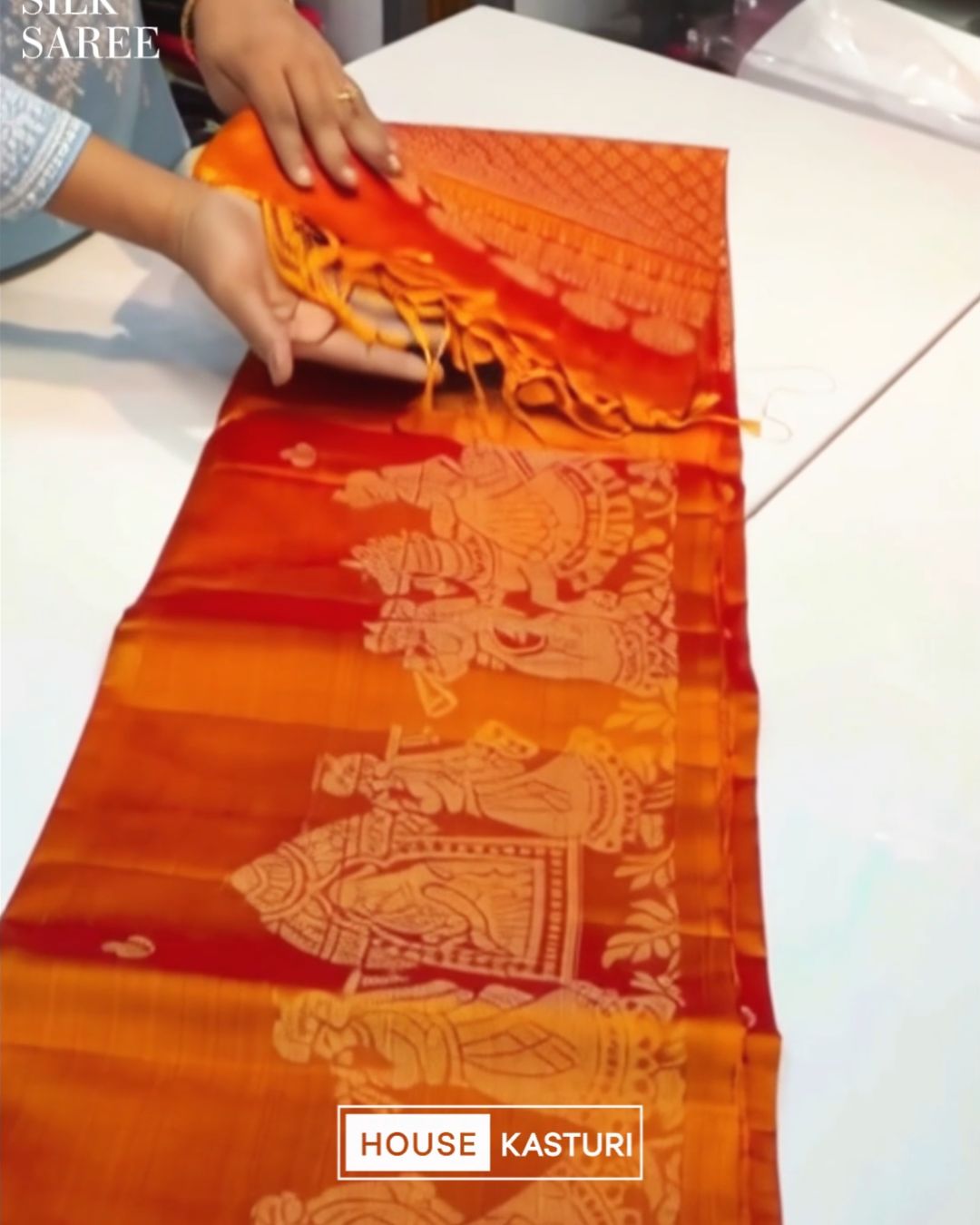 Sunrise Orange Silk Saree