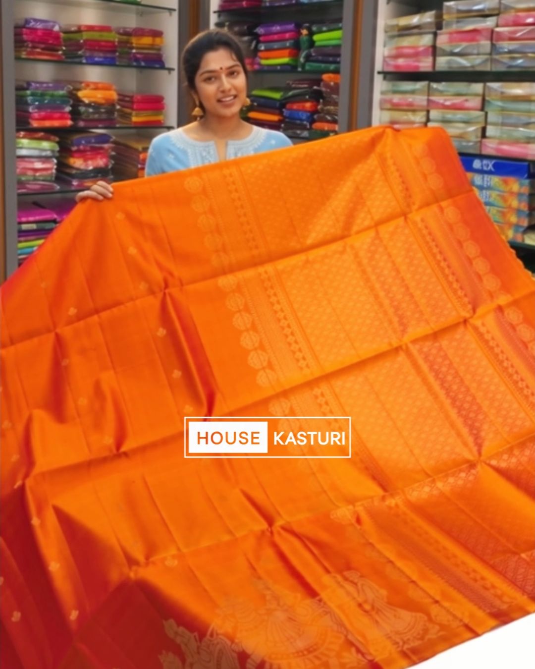 Sunrise Orange Silk Saree