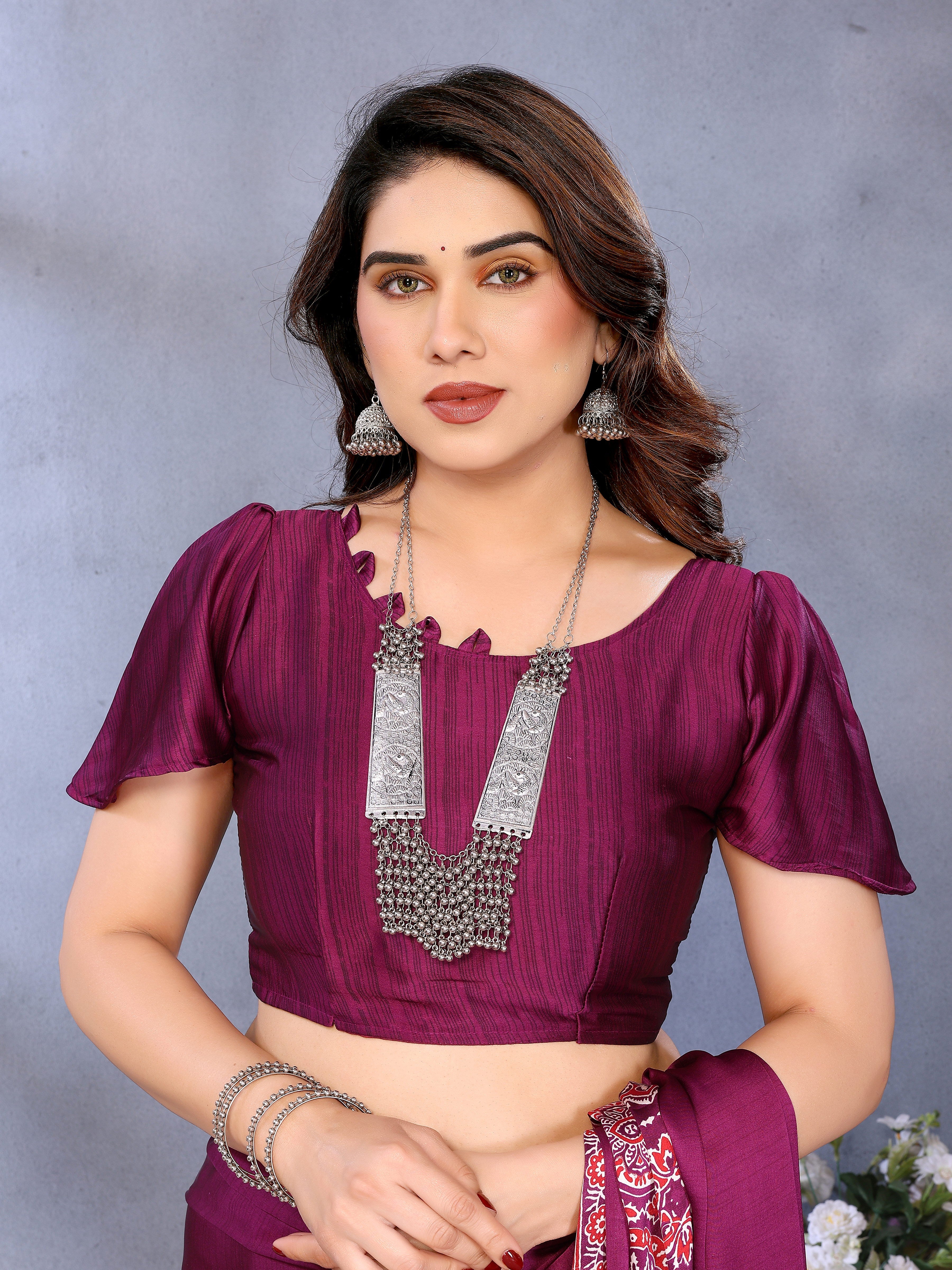 Original Ajrakh Semi Gaji Silk Bandhej Saree