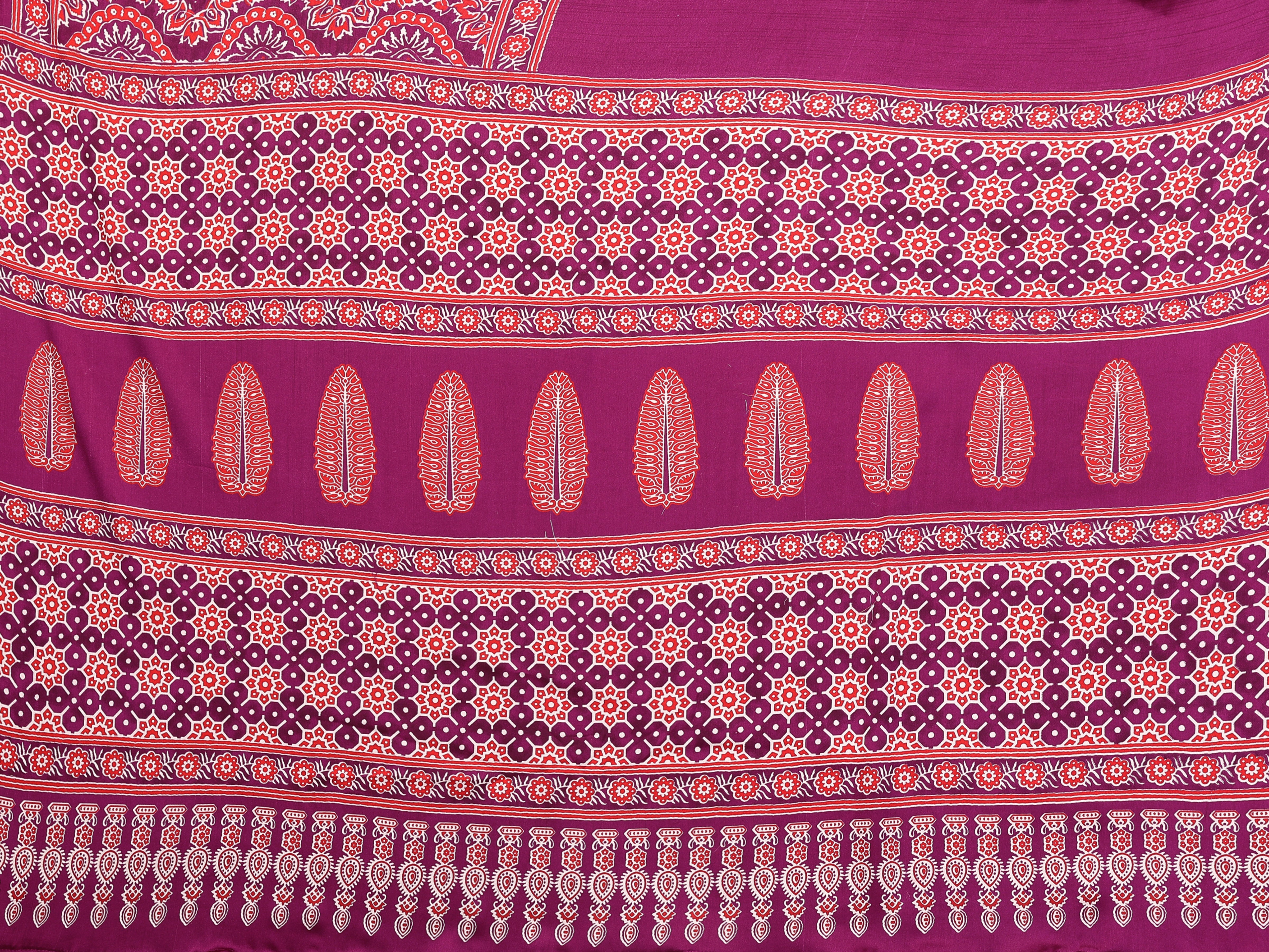 Original Ajrakh Semi Gaji Silk Bandhej Saree