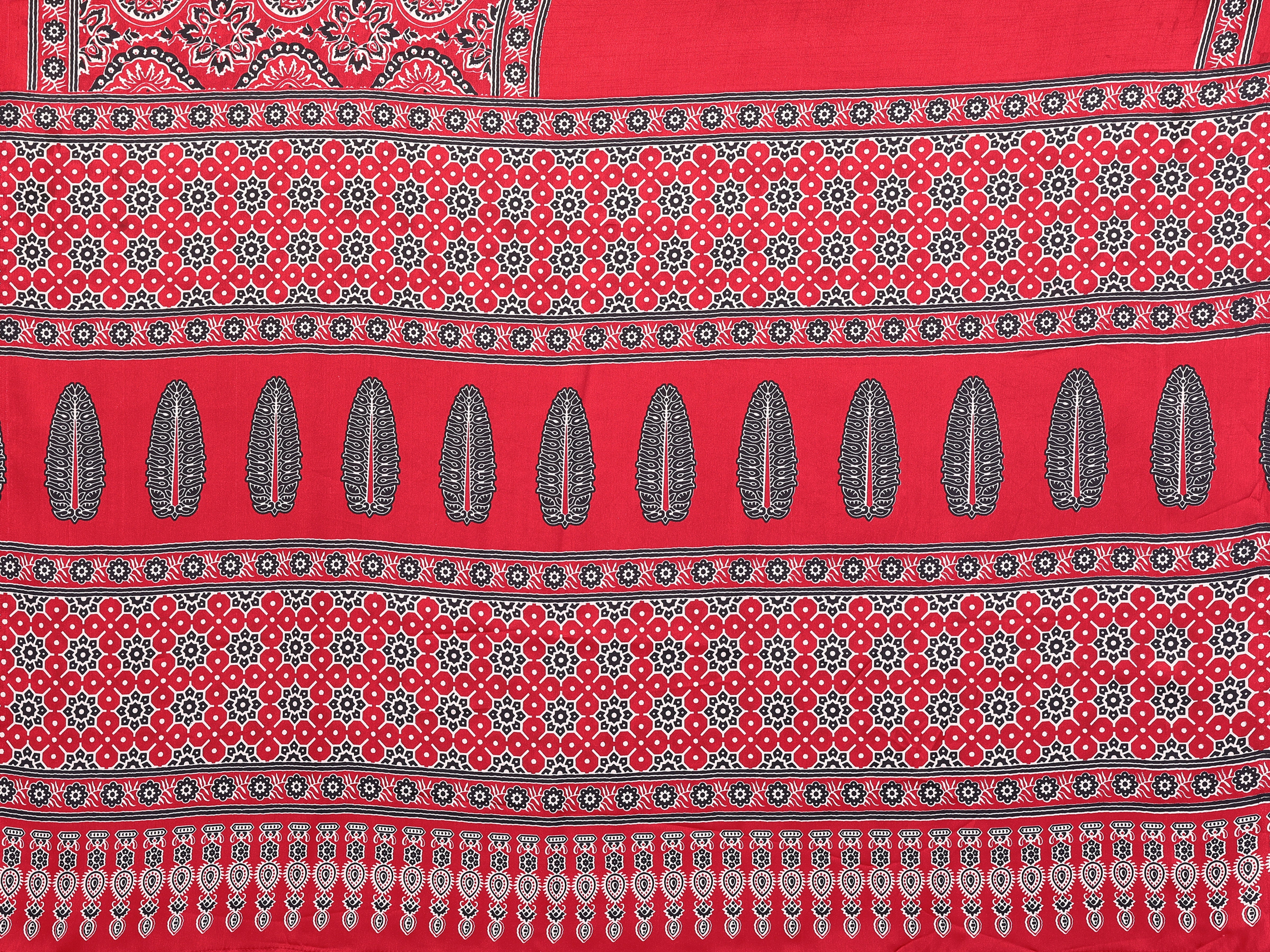 Original Ajrakh Semi Gaji Silk Bandhej Saree